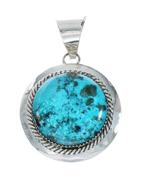 Navajo Turquoise Sterling Silver Pendant Bead Necklace X10695